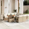 Image de vidaXL Salon de Jardin avec Coussins 9 pcs, Canapés de Terrasse, Ensemble de Meubles de Patio, Mobilier d'Extérieur, Beige 3271681