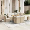 Image de Salon de jardin modulable Vidaxl 8 personnes resine tressee 9 pieces 62.0 x 62 x 69 cm beige