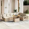 Image de Salon de jardin modulable Vidaxl beige 9 pieces 8 personnes 62 x 62 x 69 cm resine tressee