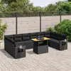 Image de Salon de jardin modulable Vidaxl 11 pieces resine tressee noir 62.0 x 62 x 69 10 personnes