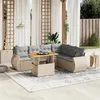 Image de Salon de jardin modulable Vidaxl resine tressee 7 personnes beige 62 x 62 x 69 cm 8 pieces