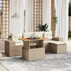 Image de Salon de jardin modulable Vidaxl rotin beige 6 pieces 62 x 55 x 69 5 personnes