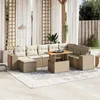 Image de Salon de jardin modulable Vidaxl resine tressee 8 personnes beige 62 x 62 x 69 cm 9 pieces