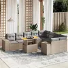 Image de vidaXL Salon de Jardin avec Coussins 10 pcs, Canapés de Terrasse, Ensemble de Meubles de Patio, Mobilier d'Extérieur, Beige 3272795