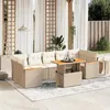 Image de Salon de jardin modulable Vidaxl beige 7 personnes 8 pieces 62 x 62 x 69 cm rotin