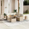 Image de Salon de jardin modulable Vidaxl resine tressee 6 pieces 5 personnes 62 x 62 x 69 beige
