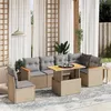 Image de vidaXL Salon de Jardin avec Coussins 7 pcs, Canapés de Terrasse, Ensemble de Meubles de Patio, Mobilier d'Extérieur, Beige 3273103