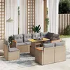 Image de vidaXL Salon de Jardin avec Coussins 9 pcs, Canapés de Terrasse, Ensemble de Meubles de Patio, Mobilier d'Extérieur, Beige 3273173