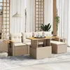Image de Salon de jardin modulable Vidaxl rotin 5 personnes beige 55 x 62 x 69 cm 6 pieces