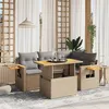 Image de Beige Vidaxl resine tressee 5 pieces salon de jardin modulable 55.0 x 62 x 69