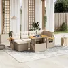 Image de Salon de jardin modulable Vidaxl rotin 6 personnes beige 55 x 62 x 69 cm 7 pieces
