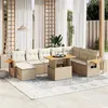 Image de Salon de jardin modulable Vidaxl rotin beige 9 pieces 55.0 x 62 x 69 9 personnes