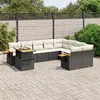 Image de vidaXL Salon de Jardin avec Coussins 10 pcs, Canapés de Terrasse, Ensemble de Meubles de Patio, Mobilier d'Extérieur, Noir 3273681
