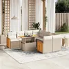 Image de Salon de jardin modulable Vidaxl resine tressee beige 9 pieces x 59 x 69