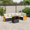 Image de vidaXL Salon de Jardin avec Coussins 7 pcs, Canapés de Terrasse, Ensemble de Meubles de Patio, Mobilier d'Extérieur, Noir 3273968
