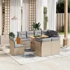 Image de vidaXL Salon de Jardin avec Coussins 9 pcs, Canapés de Terrasse, Ensemble de Meubles de Patio, Mobilier d'Extérieur, Beige 3274055