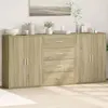 Image de vidaXL Buffets 3 pcs chêne sonoma 60x31x84 cm bois d'ingénierie, armoire de rangement, meuble d'entrée, meuble d'appoint 3276576
