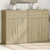 Image de vidaXL Buffets 2 pcs chêne sonoma 60x30x84 cm bois d'ingénierie, armoire de rangement, meuble d'entrée, meuble d'appoint 3276597