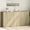 Image de vidaXL Buffets 2 pcs chêne sonoma 79x38x80 cm bois d'ingénierie, armoire de rangement, meuble d'entrée, meuble d'appoint 3276604