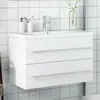 Image de Armoire lavabo de salle de bain avec bassin intégré blanc