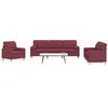 Image de vidaXL 3-delige Loungeset met sierkussens stof wijnrood3278309