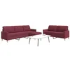 Image de vidaXL 3-delige Loungeset met voetenbank stof wijnrood3278333