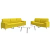 Image de Ensemble de canapés 2 pcs coussins décoratifs jaune clair tissu