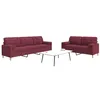 Image de Ensemble de canapés 2 pcs coussins décoratifs bordeaux tissu