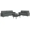 Image de vidaXL 3-delige Loungeset met voetenbank en kussens stof donkergrijs3278344