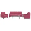 Image de vidaXL Ensemble de canapés 3 pcs avec coussins Rouge bordeaux Velours, canapé, siège de canapé, canapé relax, canapé 3278355