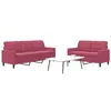 Image de Canape droit vidaxl 3 places en velours rouge 77 x 137 x 80 cm