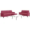 Image de Ensemble de canapés 3 pcs avec coussins Rouge bordeaux Velours