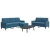 Image de vidaXL Ensemble de canapés 3 pcs avec coussins Bleu Velours 3278410