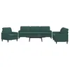 Image de Ensemble de canapés 3 pcs avec coussins Vert foncé Velours