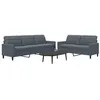 Image de Ensemble de canapés 2 pcs avec coussins Gris foncé Velours