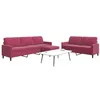 Image de Ensemble de canapés 3 pcs avec coussins Rouge bordeaux Velours