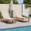 Image de vidaXL Chaises longues lot de 2 gris bois acacia solide et textilène, lit de soleil, lit de repos, chaise longue 3279249