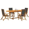 Image de vidaXL Ensemble à manger de jardin 5pcs bois d'acacia solide textilène, ensemble à manger d'extérieur, meuble de salle à 3279258