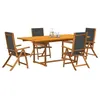 Image de vidaXL Ensemble à manger de jardin 5pcs bois d'acacia solide textilène, ensemble à manger d'extérieur, meuble de salle à 3279260