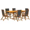 Image de vidaXL Ensemble à manger de jardin 7pcs bois d'acacia solide textilène, ensemble à manger d'extérieur 3279261
