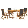Image de vidaXL Ensemble à manger de jardin 5pcs bois d'acacia solide textilène, ensemble à manger d'extérieur, meuble de salle à 3279268