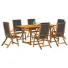 Image de vidaXL Ensemble à manger de jardin 7pcs bois d'acacia solide textilène, ensemble à manger d'extérieur, meuble de salle à 3279269