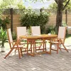 Image de vidaXL Ensemble à manger de jardin 5pcs bois d'acacia solide textilène, ensemble à manger d'extérieur, meuble de salle à 3279280