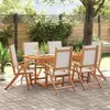 Image de vidaXL Ensemble à manger de jardin 7pcs bois d'acacia solide textilène, ensemble à manger d'extérieur, meuble de salle à 3279297