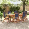 Image de vidaXL Ensemble à manger de jardin 7pcs bois d'acacia solide textilène, ensemble à manger d'extérieur 3279303