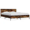 Image de vidaXL Bedframe bewerkt hout metaal gerookt eikenkleurig 150x200 cm3280004