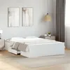 Image de vidaXL Cadre de lit avec tiroirs blanc 140x190cm bois d'ingénierie, lit, lit de rangement, cadre de lit double, lit double