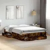 Image de vidaXL Cadre de lit et tiroirs chêne fumé 120x200 cm bois d'ingénierie, lit, lit de rangement, cadre de lit double, lit 3280395