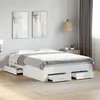 Image de vidaXL Cadre de Lit avec Tiroirs, Sommier à Lattes, Lit Adulte, Lit Double de Chambre à Coucher Intérieur, Blanc 135x190 cm 3280405