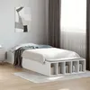 Image de vidaXL Cadre de lit blanc 75x190 cm bois d'ingénierie, lit, lit simple, lit de rangement, sommier, meubles de chambre, cadre 3280622